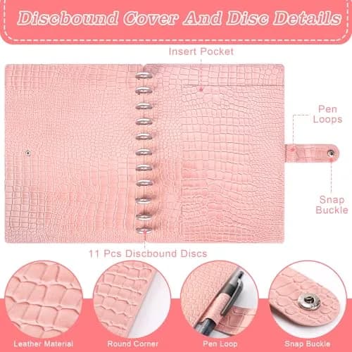 WANGDEFA Pink 8.5x11in Discbound Cover & Set with 11 Discs | Office & School Organizer thumbnail 3
