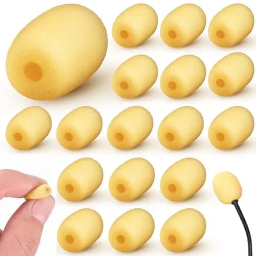 Innconee Mini Mic Foam Windscreen Covers 5mm x 20mm (0.2" x 0.79") Skin Color | Pack of 20 for Headset & Lapel Mics thumbnail 1