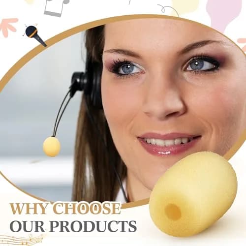 Innconee Mini Mic Foam Windscreen Covers 5mm x 20mm (0.2" x 0.79") Skin Color | Pack of 20 for Headset & Lapel Mics thumbnail 5