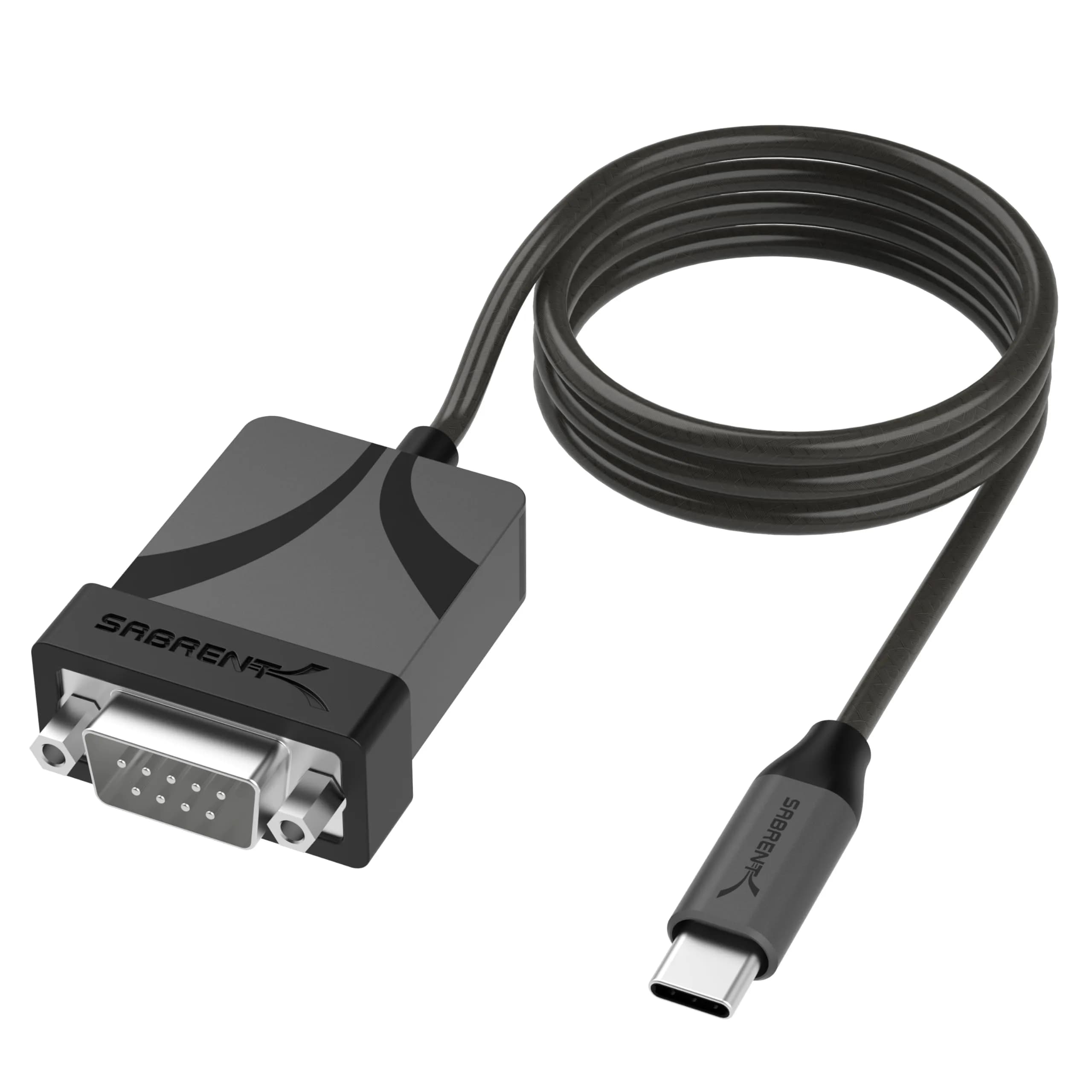 Sabrent USB 2.0 to Serial DB9 RS232 Converter Cable 10ft (3.05m) | Plug & Play OS Compatibility — USB-C 3ft