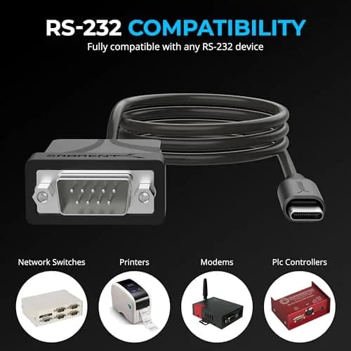Sabrent USB-C to DB9 Serial RS-232 Adapter Cable 3ft (0.91m) | Prolific PL2303GS Chipset thumbnail 6