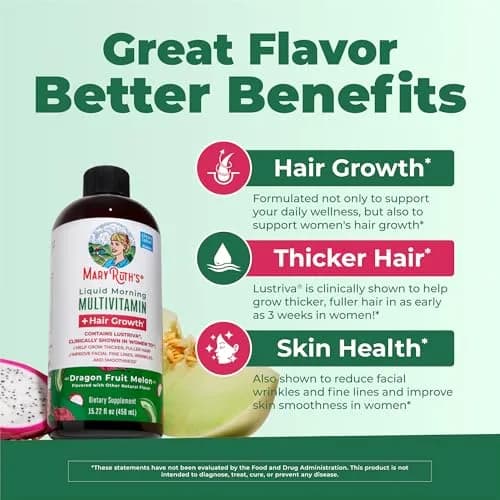 MARYRUTH'S Liquid Multivitamin + Hair Growth 440ml (15.22 Fl Oz) | Clinically Thicker Hair with Lustriva thumbnail 4