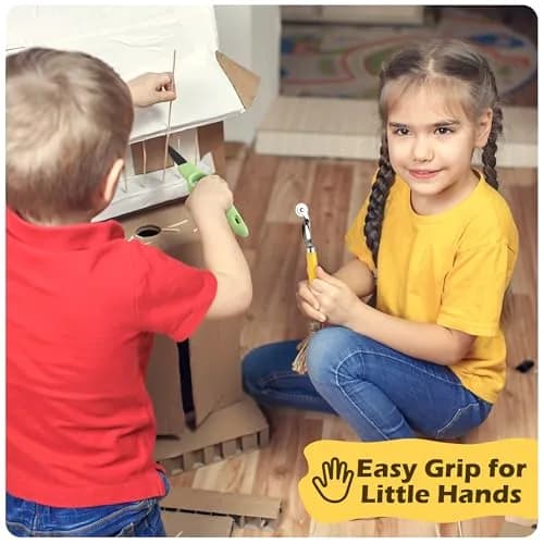 ColoPlay 355 Cardboard Tools for Kids, STEM Education Kit | Safe Cardboard Cutter, Screwdrivers, Nuts & Bolts Set (Yellow) thumbnail 7