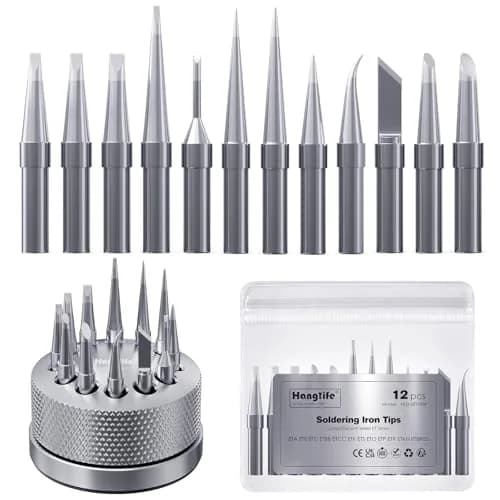 HANGLIFE ET Soldering Iron Tips 12-Piece Set with Holder | Precision Replacement Solder Tips for Weller Stations thumbnail 1