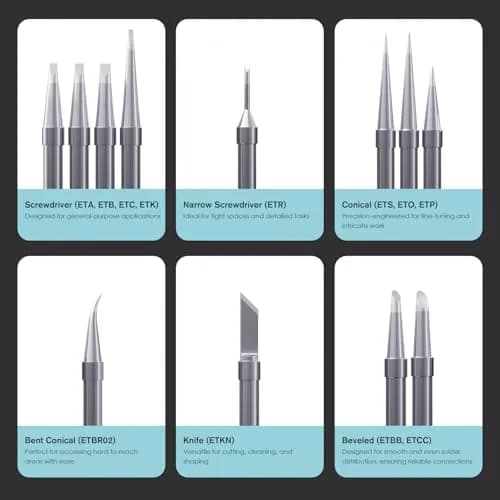 HANGLIFE ET Soldering Iron Tips 12-Piece Set with Holder | Precision Replacement Solder Tips for Weller Stations thumbnail 4