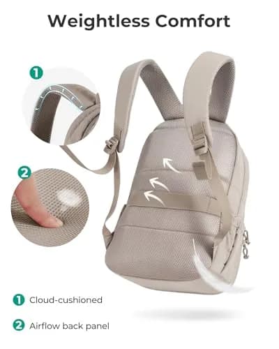 BAGSMART Quilted Laptop Backpack for Women, 25L (17.3"H x 11.8"W x 7.9"D) | Water-Resistant Casual Daypack thumbnail 7