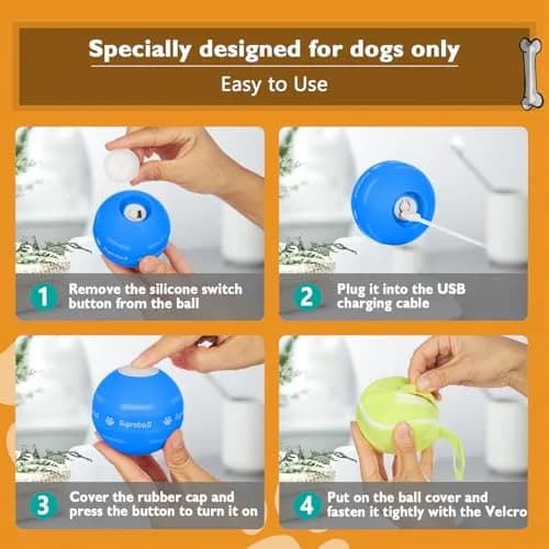 PetDroid Interactive Dog Ball, Blue | Motion Activated, USB Rechargeable, Water-Resistant thumbnail 7