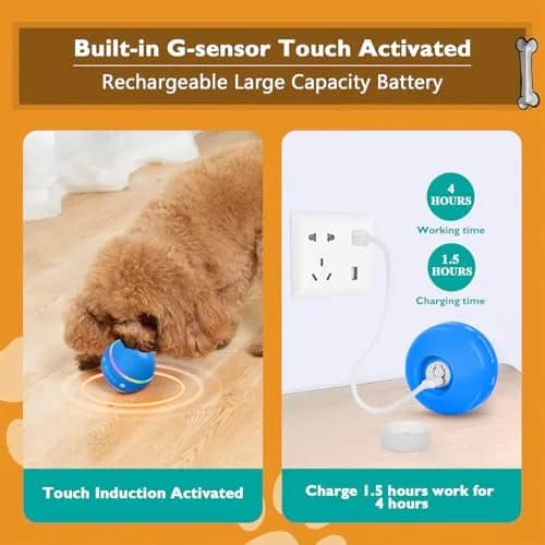 PetDroid Interactive Dog Ball, Blue | Motion Activated, USB Rechargeable, Water-Resistant thumbnail 3