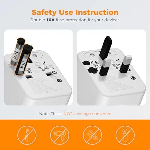 TESSAN Universal Travel Adapter 65W GaN, International Power Adapter | 7-in-1 Worldwide Compatibility thumbnail 6
