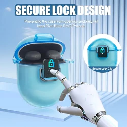 SGHLDE Google Pixel Buds Pro 2/1 Case Cover with Lock Clip | Clear TPU Shockproof Protective Skin (0.02kg) thumbnail 3