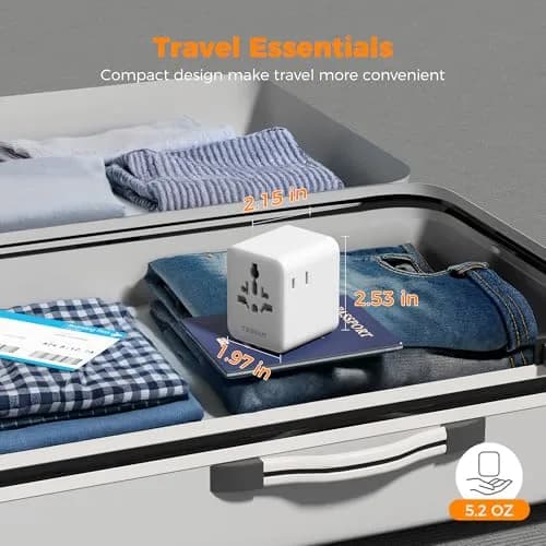 TESSAN Universal Travel Adapter Worldwide with 2 USB-C, 2 USB-A, 2 AC Outlets, 6-in-1 Plug Adapter for Over 150 Countries thumbnail 7