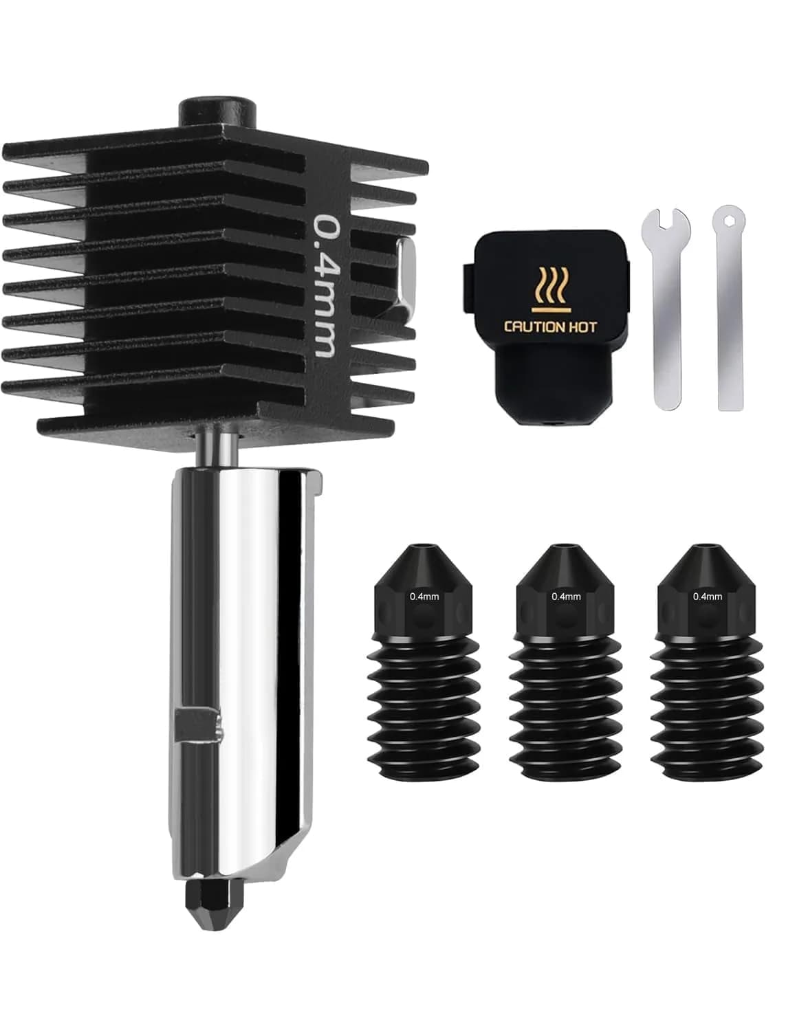 Mviioe 0.2mm A1 A1 Mini A2L Hotend Kit with Silicone Sock | Compatible with Bambu Lab Series — Black