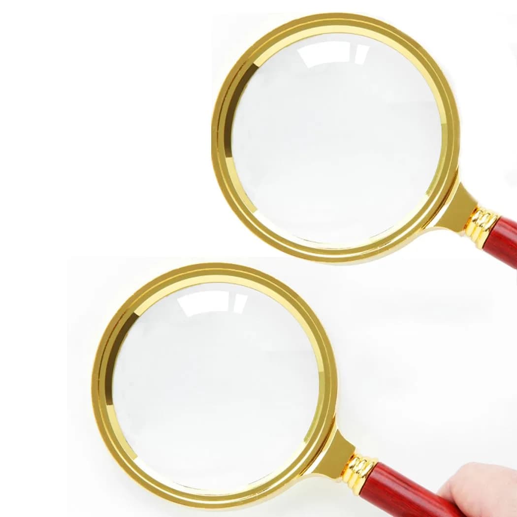 COCOMK Handheld Magnifying Glass 6X Magnification with Wood Handle, 10-Pack | Optical Glass Lens for Reading & Crafts — Red 10x