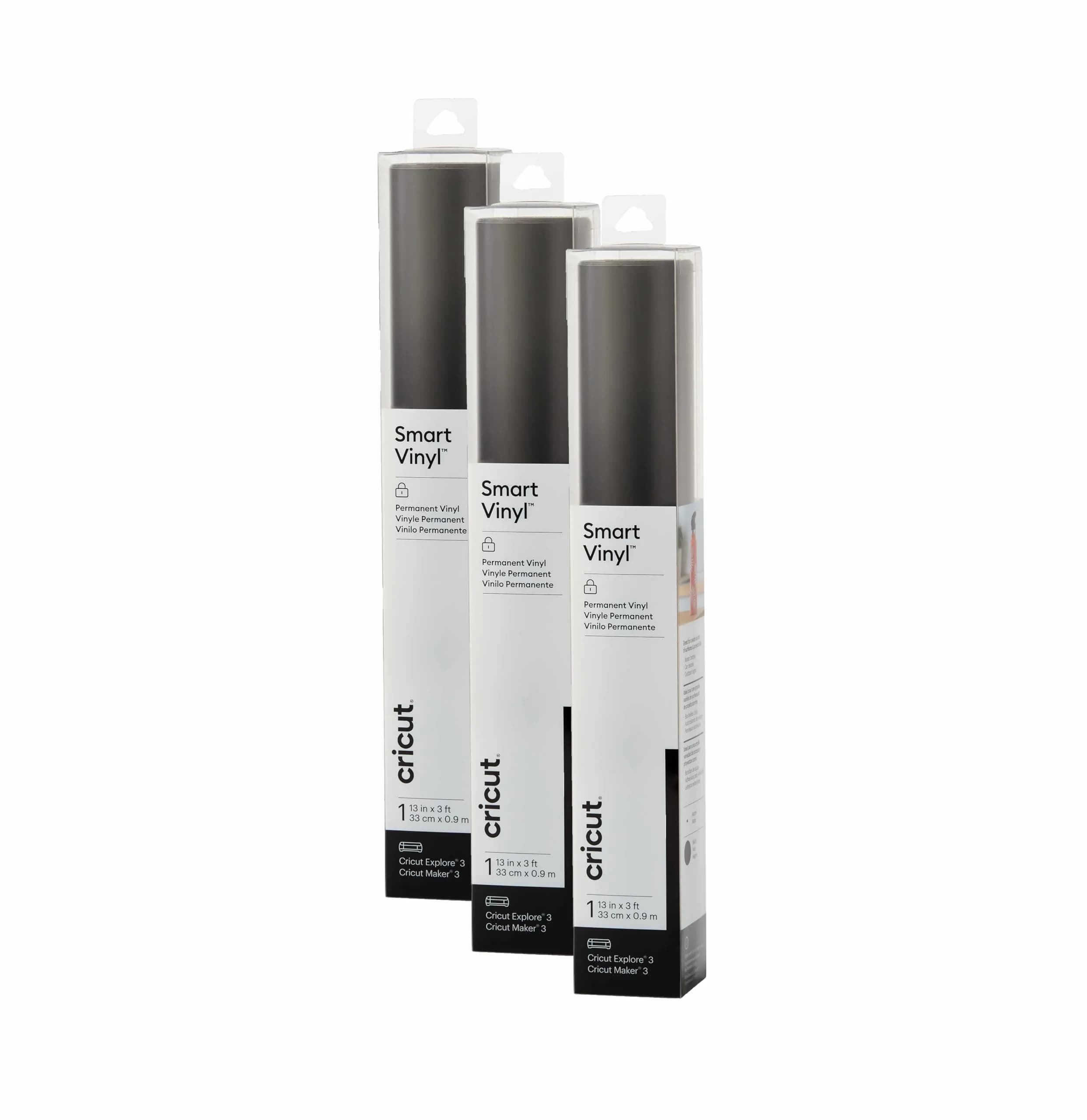 Cricut Smart Permanent Vinyl, Black, 3-Pack of 3ft Rolls (13"x36") | Matless Cutting for Intricate Designs - main product image
