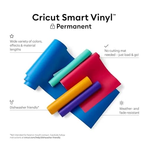 Cricut Smart Permanent Vinyl, Black, 3-Pack of 3ft Rolls (13"x36") | Matless Cutting for Intricate Designs thumbnail 2