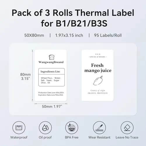 NIIMBOT 3 Roll Set Labels, 2" x 3.2" Waterproof Thermal Labels for B1/B21/B3S Printer thumbnail 4