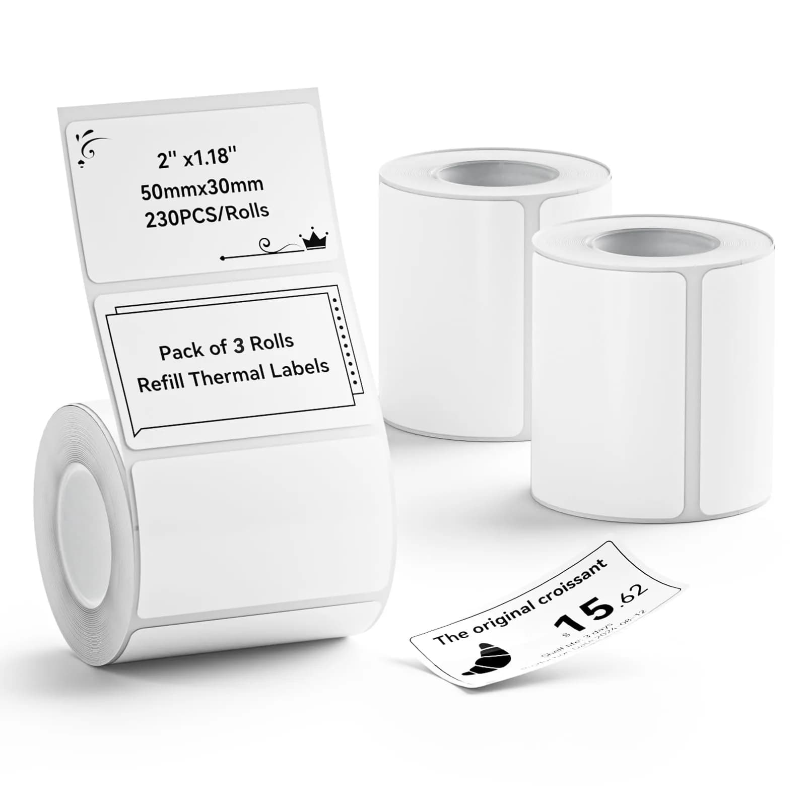 NIIMBOT 3 Rolls Waterproof Thermal Label Tape 50x30mm (1.97"x1.18") | Black on White Labels for B1/B21/B3S Printers - main product image