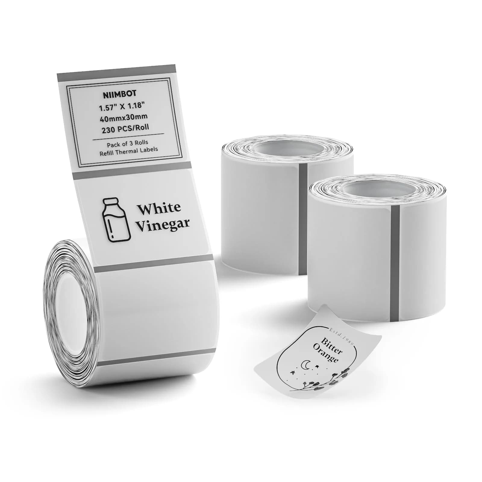 NIIMBOT 3 Rolls Clear Label Tape 40x30mm (1.57"x1.18") | Waterproof Thermal Labels for B1/B21/B3S Printers
