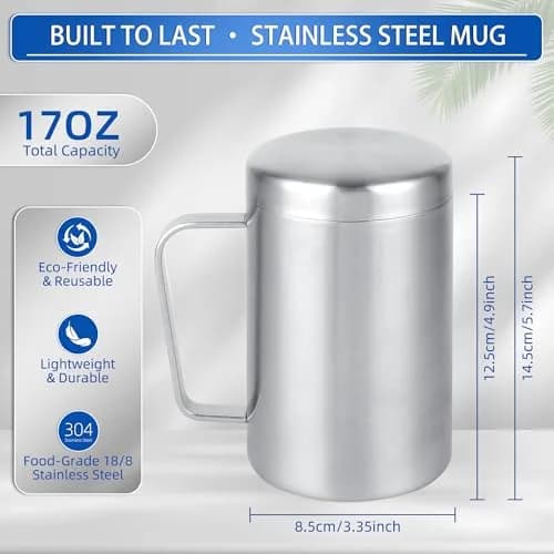 Jvsot 17 oz Stainless Steel Camping Mugs with Lids | Durable Travel Set for Outdoors & Home thumbnail 2