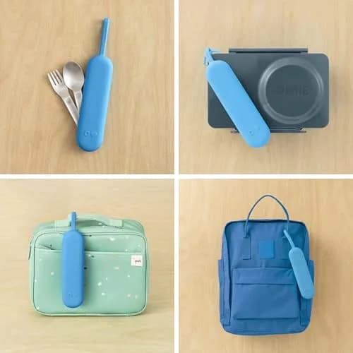 Omie OmieBox Travel Fork & Spoon Set with Case, Blue | Durable Stainless Steel Utensils for On-the-Go Meals thumbnail 5