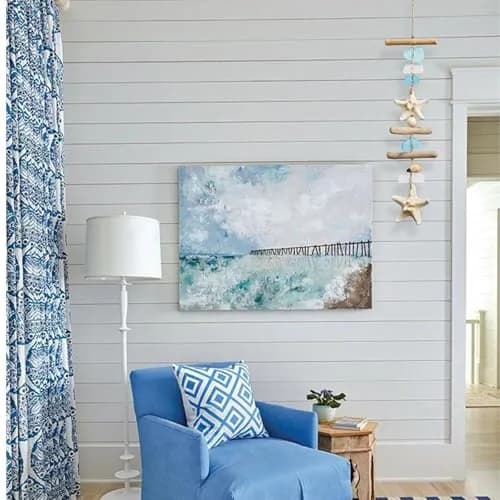 JQAQJU Sea Glass Wooden Nautical Wall Decor 49.8cm (19.6in) | Coastal Starfish Bathroom Art for Indian Homes thumbnail 6