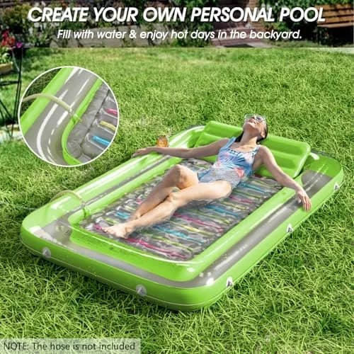 Jasonwell Inflatable Tanning Pool Lounger Float - Lime Green Large | 2.44 kg (5.38 lb) with 500 lb Capacity thumbnail 2