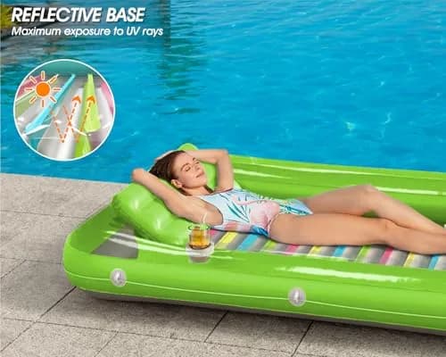 Jasonwell Inflatable Tanning Pool Lounger Float - Lime Green Large | 2.44 kg (5.38 lb) with 500 lb Capacity thumbnail 3