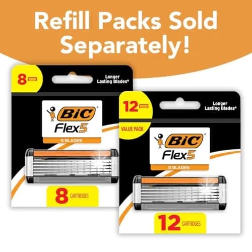 BIC Flex 5 Refillable Men's 5-Blade Razors with 12 Cartridges | Smooth Shave, Aloe & Vitamin E thumbnail 2