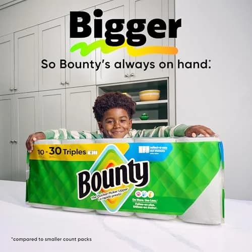 Bounty Select-A-Size Paper Towels, White, 2 Mega Rolls (328 Sheets Total) | Absorbent & Durable for Quick Mess Cleanup thumbnail 9