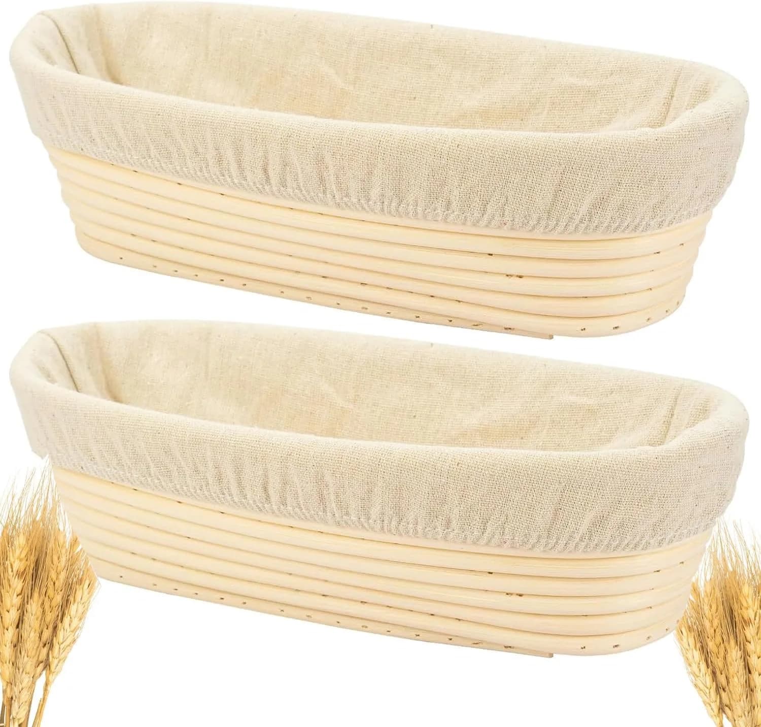 Stormshopping 2-Pack Oval Rattan Bread Proofing Basket 30cm (12 inch) | Handmade for Artisan Sourdough