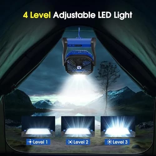 Peouix Portable Rechargeable Fan 20000mAh | Cordless Camping Fan with LED Lantern & Power Bank (270° Oscillation, 16-145H Runtime) thumbnail 5
