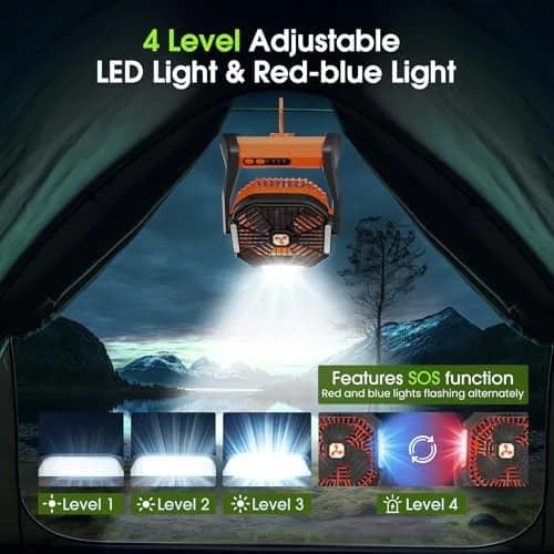 Peouix Portable Rechargeable Fan 20000mAh | Cordless Camping Fan with LED Lantern & Power Bank (≤120c) thumbnail 5