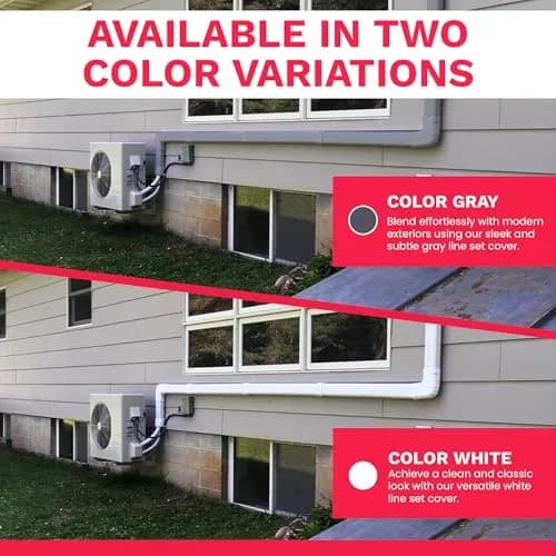 DuctlessAire Gray Mini Split Line Set Cover Kit 2.29 m (7.5 ft) | Protects AC Lines for Clean Installation thumbnail 6