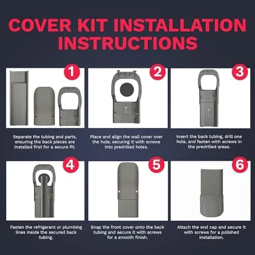 DuctlessAire Gray Mini Split Line Set Cover Kit 2.29 m (7.5 ft) | Protects AC Lines for Clean Installation thumbnail 3