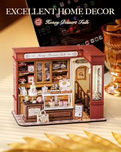 Rolife Miniature Dollhouse Kit 1:18 Scale French Dessert Shop with LED, 242 pcs, Creative Gift for Adults thumbnail 6