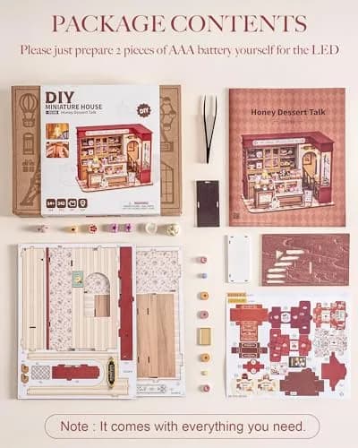 Rolife Miniature Dollhouse Kit 1:18 Scale French Dessert Shop with LED, 242 pcs, Creative Gift for Adults thumbnail 7