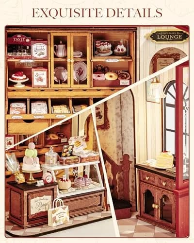Rolife Miniature Dollhouse Kit 1:18 Scale French Dessert Shop with LED, 242 pcs, Creative Gift for Adults thumbnail 3