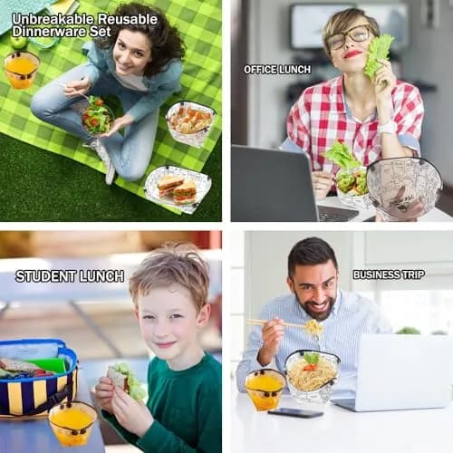 MIUPOO Collapsible Bowl Plate Cup Set | Portable Foldable Camping Dinnerware (3 Sizes) thumbnail 5