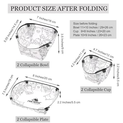 MIUPOO Collapsible Bowl Plate Cup Set | Portable Foldable Camping Dinnerware (3 Sizes) thumbnail 2