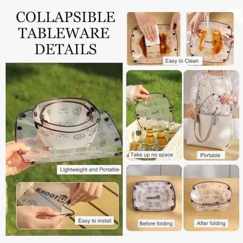 MIUPOO Collapsible Bowl Plate Cup Set | Portable Foldable Camping Dinnerware (3 Sizes) thumbnail 3