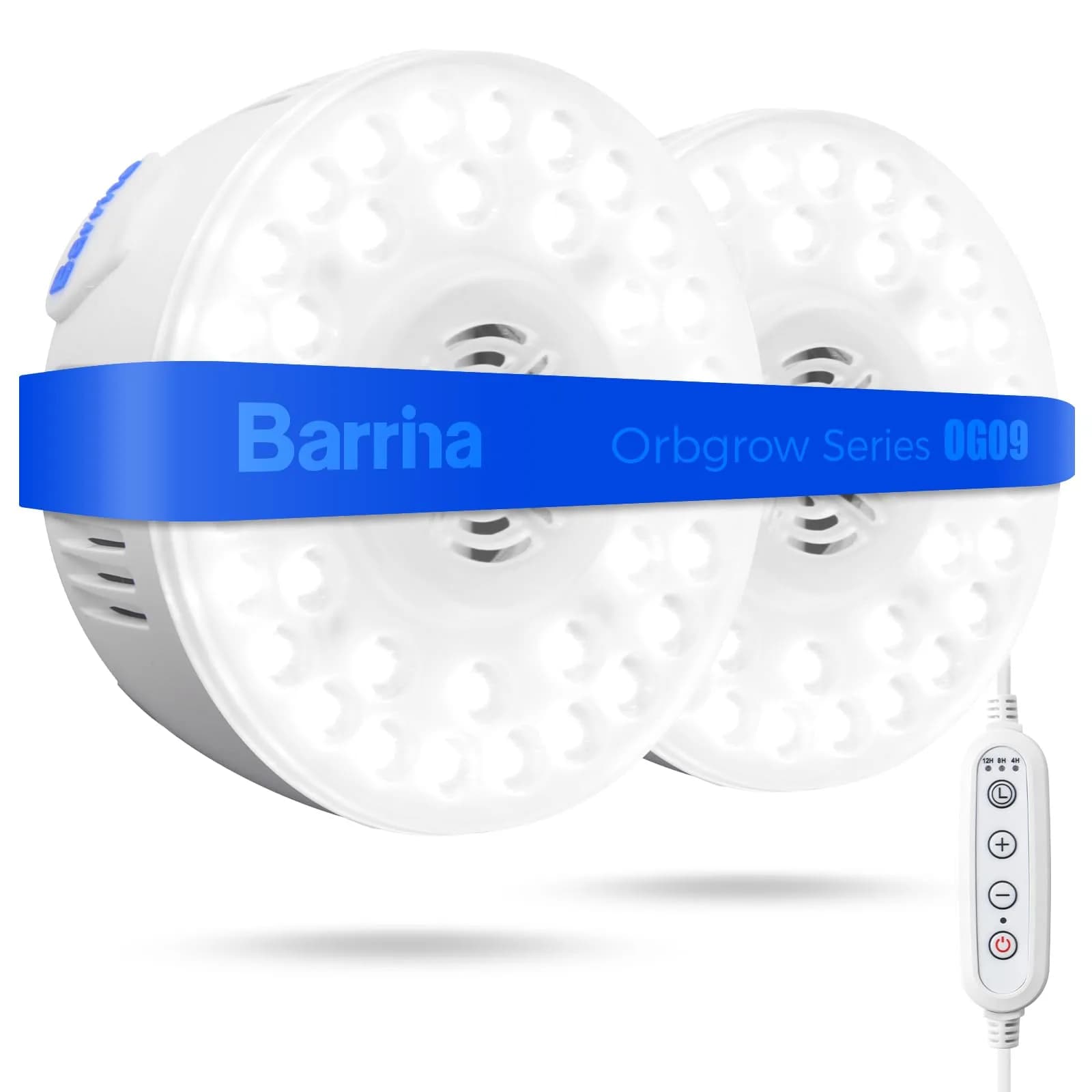 Barrina OG09 Puck Grow Light 18W Full Spectrum 5000K White 2-Pack | Linkable LED Plant Light with Timer