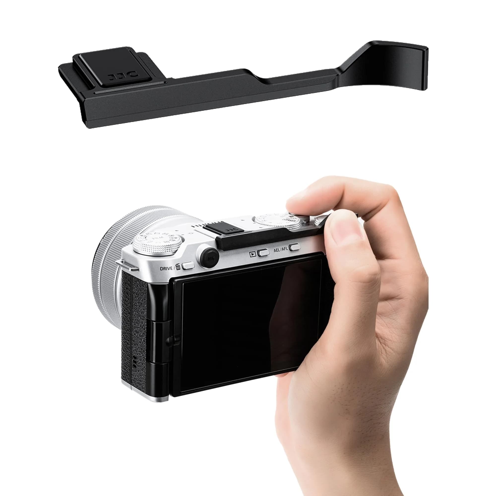 JJC Metal Thumb Grip Hot Shoe Rest for Fuji X-M5 Camera, Black | Stable & Durable - main product image