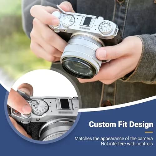 JJC Metal Thumb Grip for Fuji X-M5 XM5 Camera | Silver, Durable Aluminum Alloy, Easy Hot Shoe Fit thumbnail 5