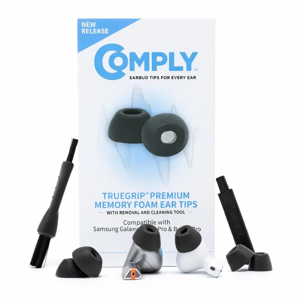 Comply TrueGrip Premium Memory Foam Replacement Ear Tips, Black (Medium, 6 Pairs) | Enhanced Noise Isolation for Samsung Galaxy Buds - main product image