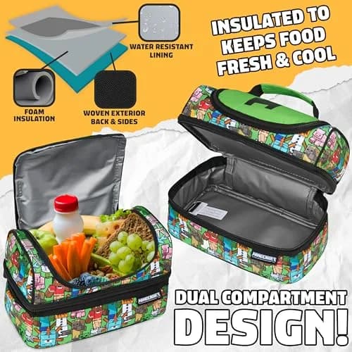 Minecraft Insulated Lunch Bag for Kids Creeper | Durable, Cool & Perfect for School & Outings thumbnail 2