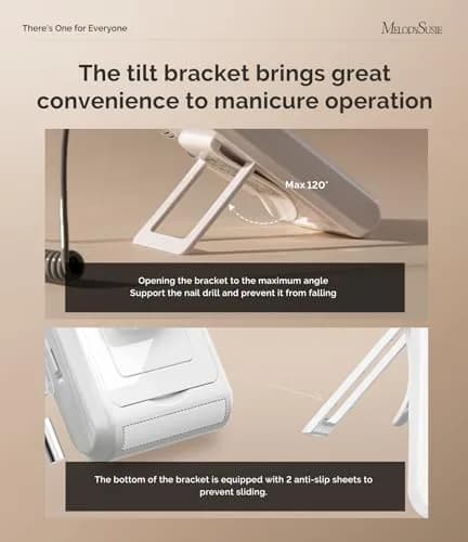 MelodySusie SC330G Rechargeable Nail Drill 30000RPM | Built-in Stand, Rose Gold, 12h Battery thumbnail 3