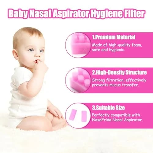 Qunlions life Replacement for Nosefrida Nasal Aspirator Filters | 100-Pack Hygiene Sponges for Baby Nose Cleaning thumbnail 3