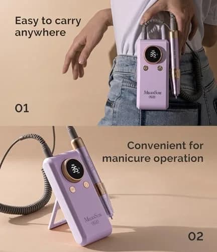 MelodySusie SM330G 35000RPM Rechargeable Nail Drill with Adjustable Stand | Professional E-File for Manicure Shaping & Gel Removal thumbnail 2