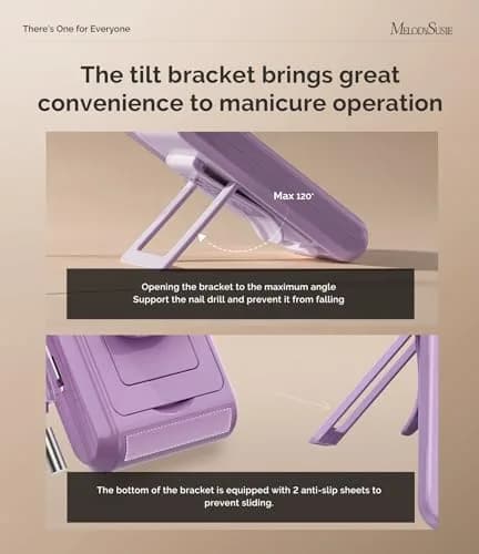 MelodySusie SM330G 35000RPM Rechargeable Nail Drill with Adjustable Stand | Professional E-File for Manicure Shaping & Gel Removal thumbnail 3
