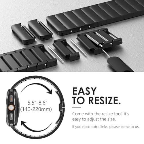 NewWays Samsung Galaxy Watch Ultra Bands 47mm Stainless Steel Link Bracelet Black | No-Gap Rugged Strap for Men thumbnail 5